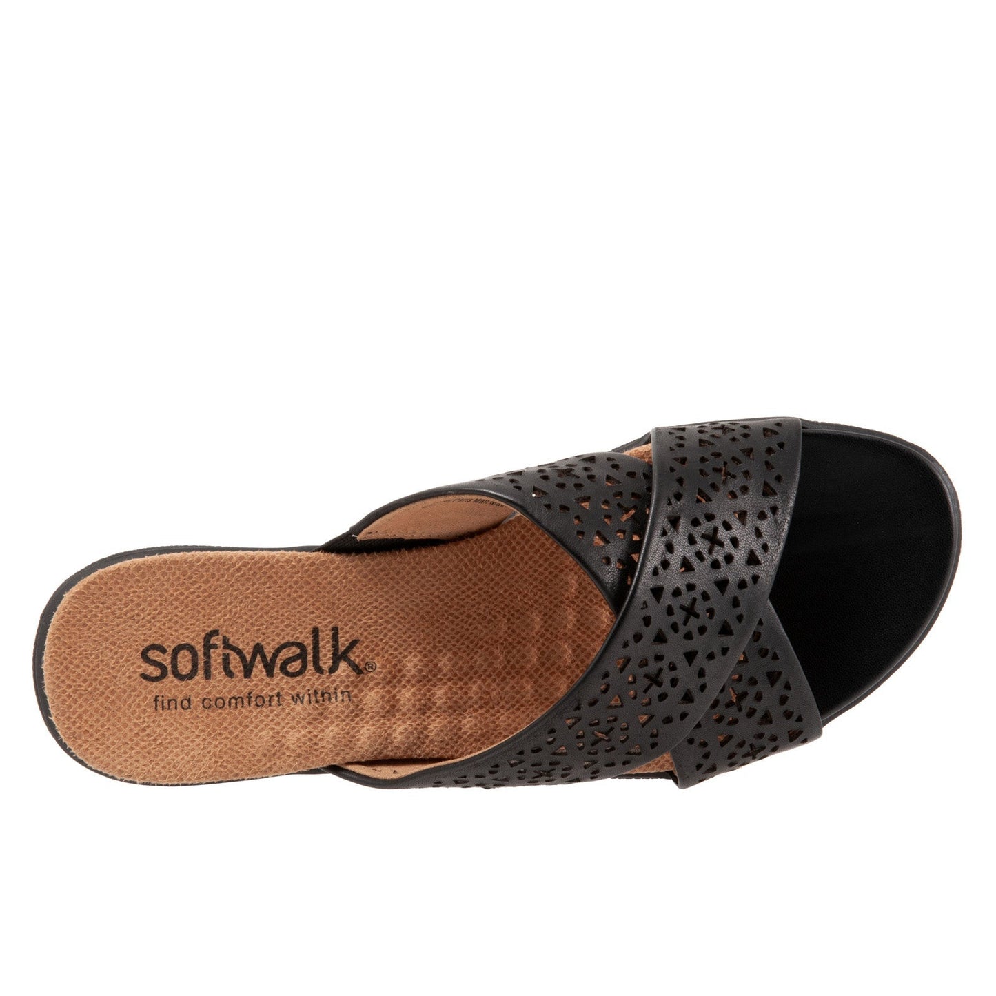 Softwalk Tillman S1502-010 Womens Black Leather Slides Sandals Shoes