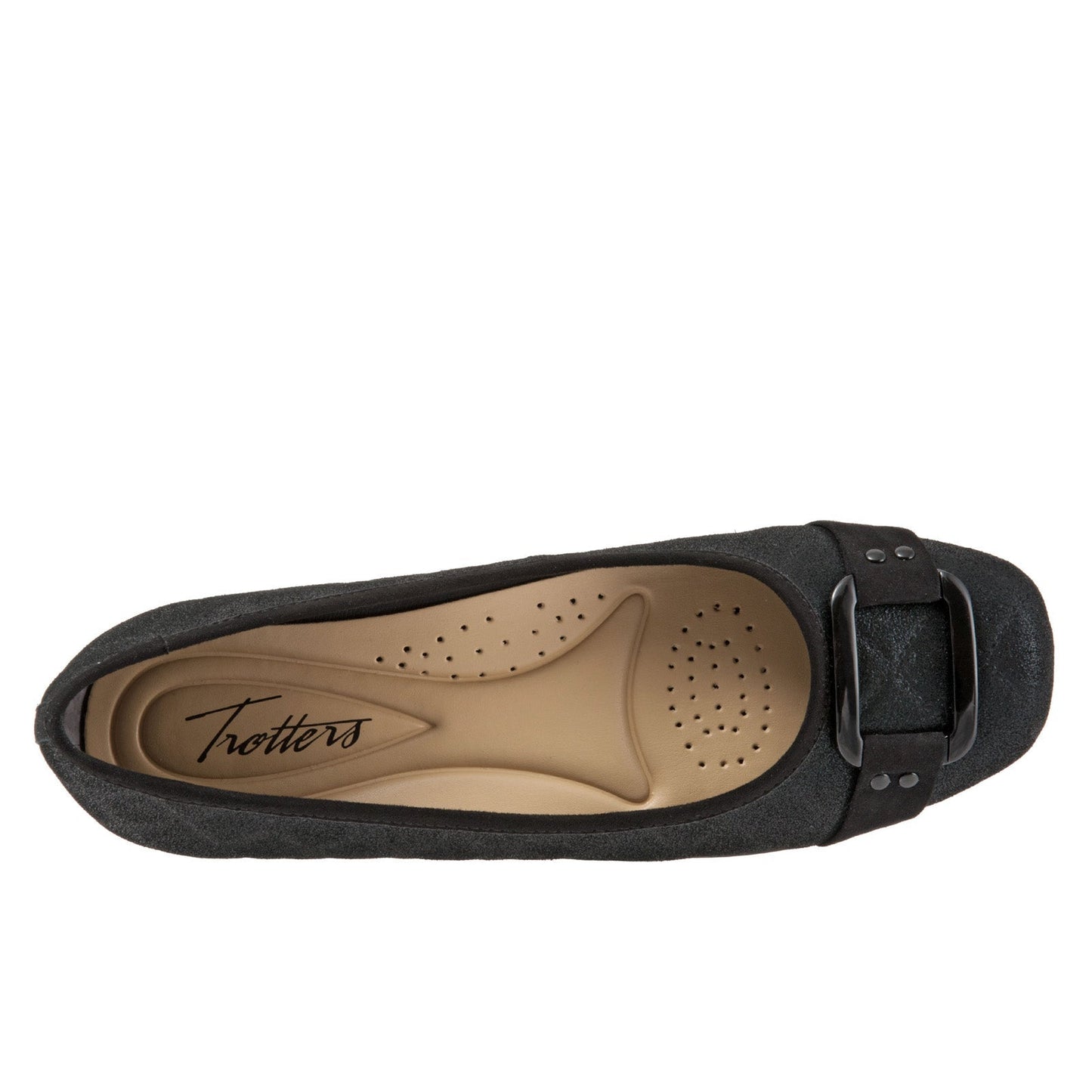 Trotters Sizzle Sign T1251-015 Womens Black Narrow Ballet Flats Shoes