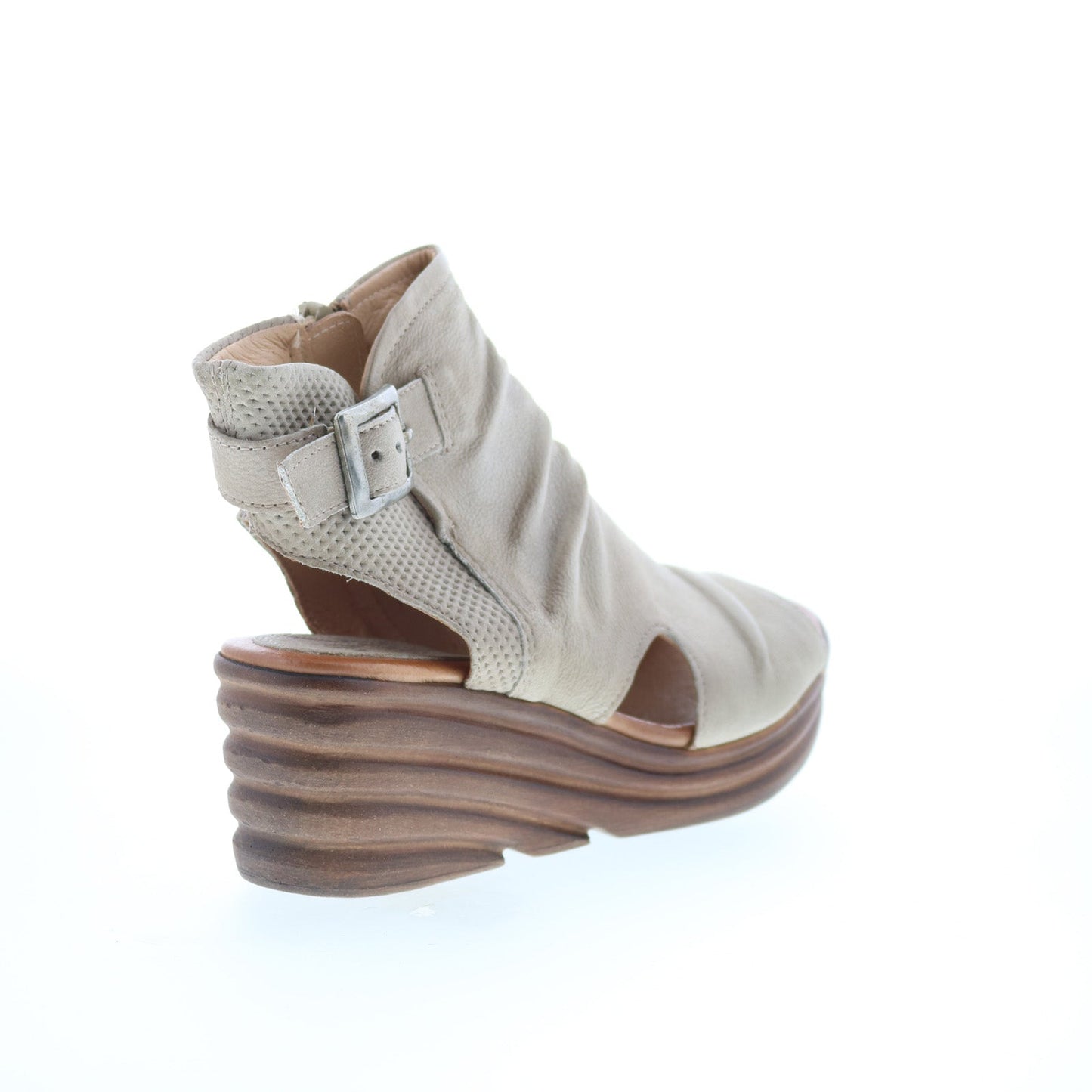 Miz Mooz Anastasia Womens Gray Leather Hook & Loop Wedges Sandals Shoes