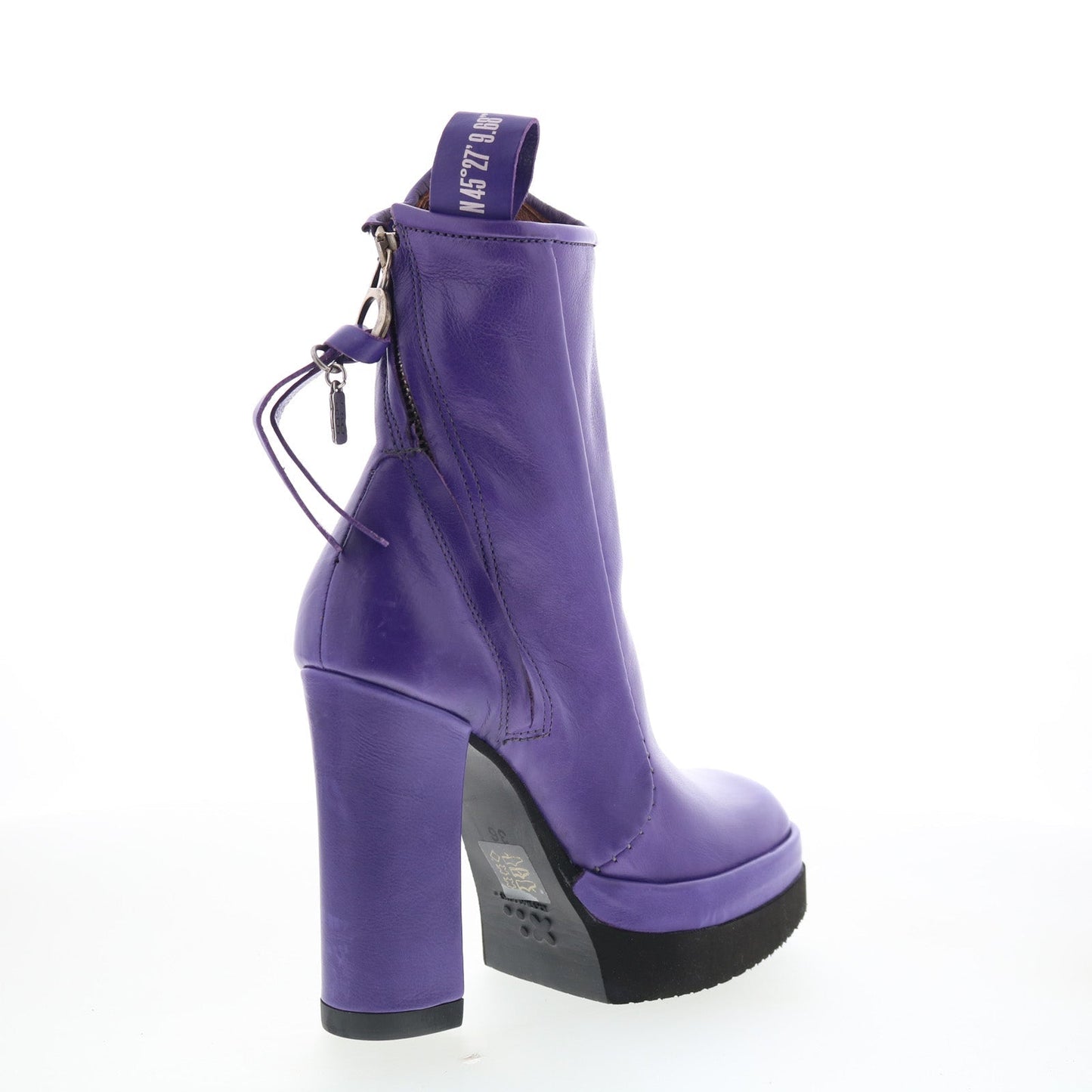 A.S. 98 Vale Womens Purple Leather Zipper Ankle & Booties Boots