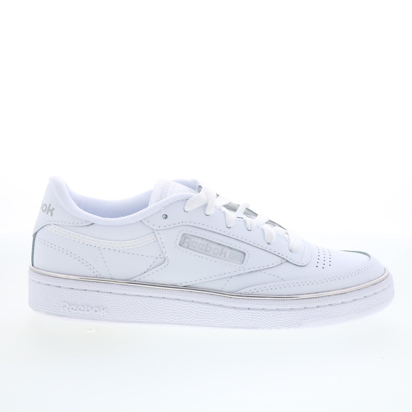 Reebok Club C 85 Womens White Leather Lace Up Lifestyle Sneakers Shoes