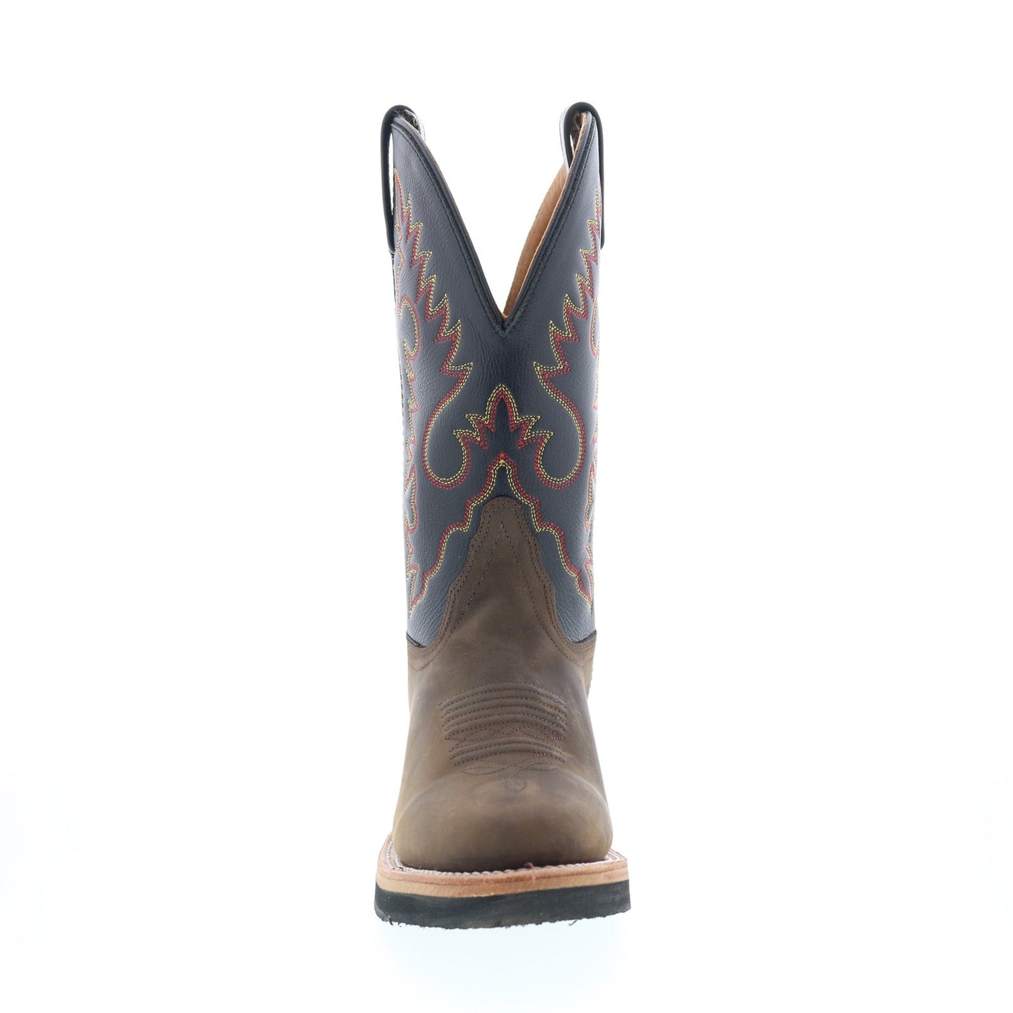 Jama Old West 1643L Womens Brown Leather Slip On Cowboy Western Boots