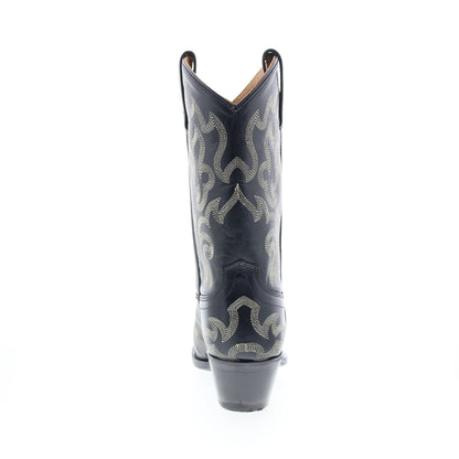 Jama Old West 18052 Womens Black Leather Slip On Cowboy Western Boots