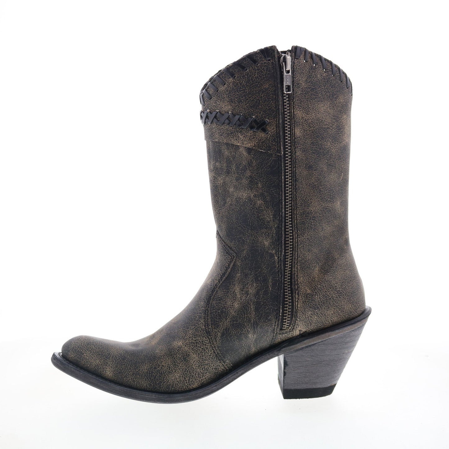 Jama Old West Snip Toe 18152 Womens Gray Leather Zipper Western Boots