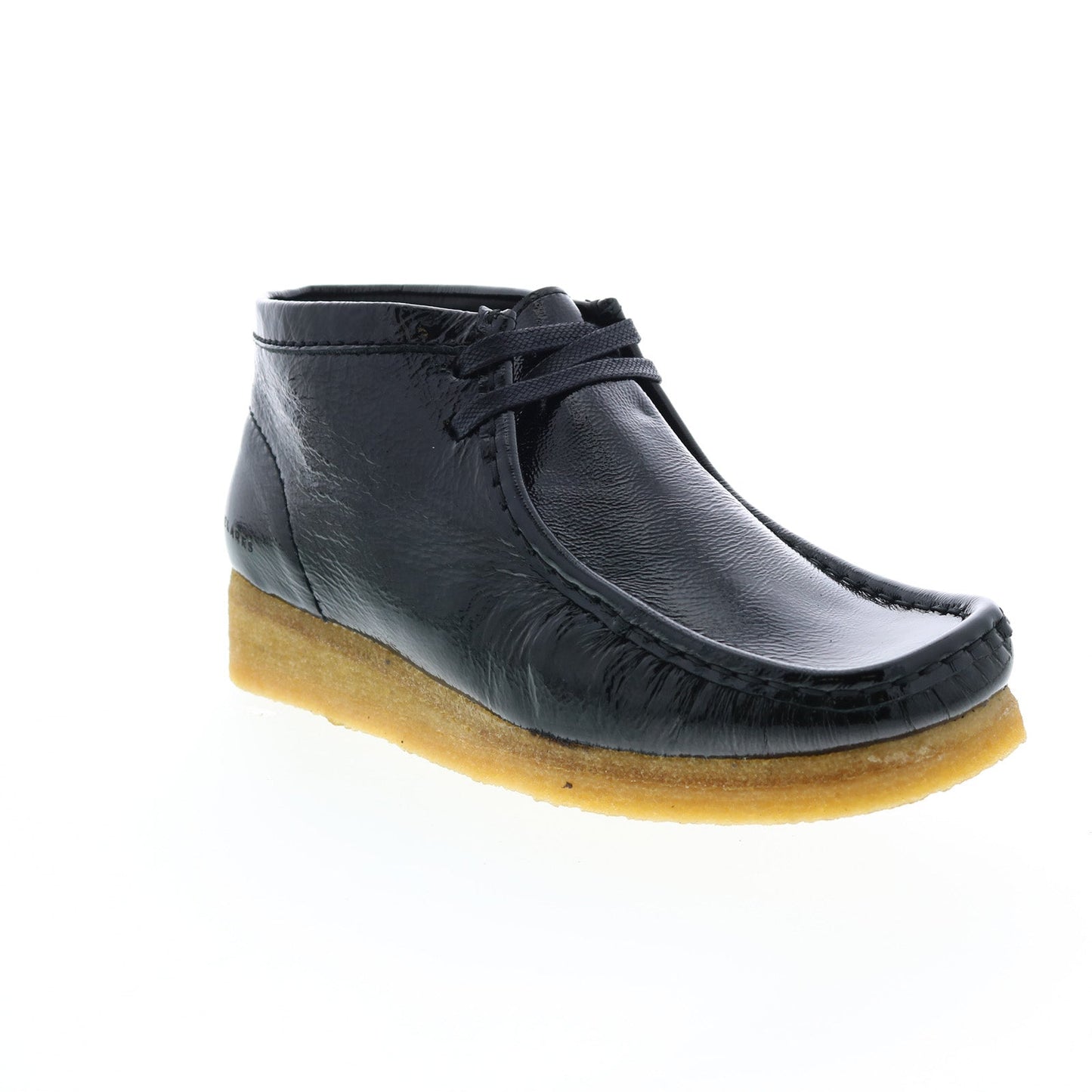 Clarks Wallabee Boot 26154804 Womens Black Patent Leather Chukkas Boots