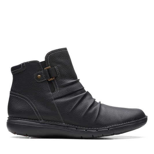 Clarks Un Loop Top 26168673 Womens Black Wide Leather Ankle & Booties Boots