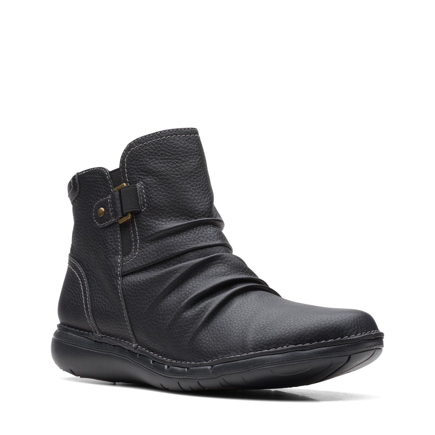Clarks Un Loop Top 26168673 Womens Black Wide Leather Ankle & Booties Boots