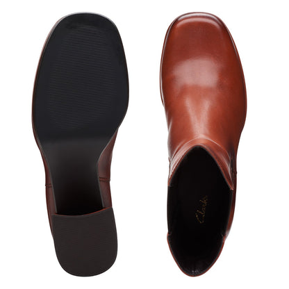 Clarks Pique Up 26172270 Womens Brown Leather Slip On Chelsea Boots