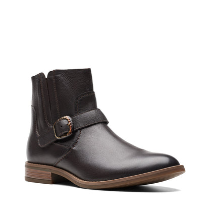 Clarks Camzin Loop 26174151 Womens Brown Wide Leather Ankle & Booties Boots