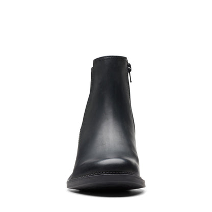 Clarks Maye Palm 26174354 Womens Black Wide Leather Casual Dress Boots