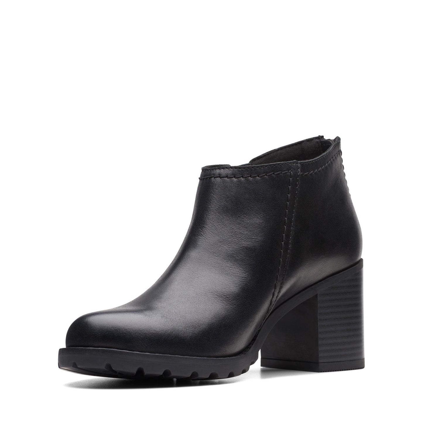 Clarks Leda Step 26174957 Womens Black Wide Leather Ankle & Booties Boots
