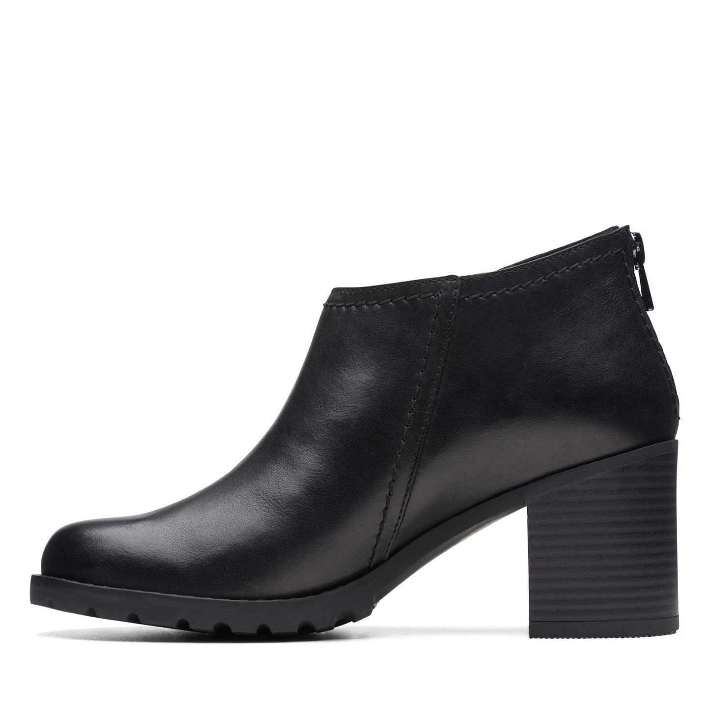 Clarks Leda Step 26174957 Womens Black Wide Leather Ankle & Booties Boots