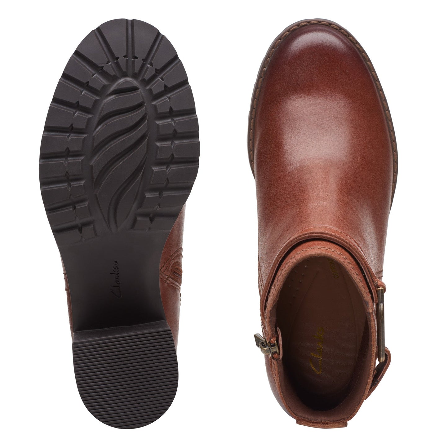 Clarks Leda Strap 26174961 Womens Brown Wide Leather Ankle & Booties Boots