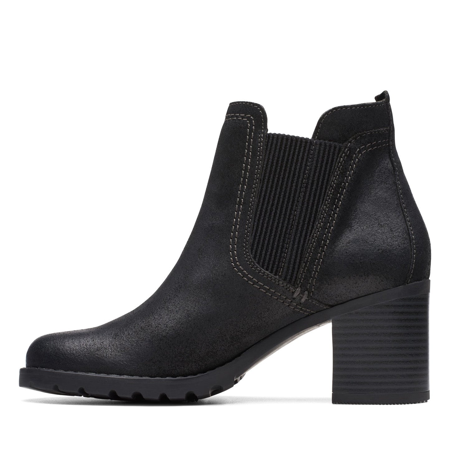 Clarks Leda Up 26174962 Womens Black Wide Suede Ankle & Booties Boots