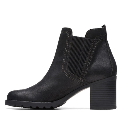 Clarks Leda Up 26174962 Womens Black Suede Zipper Ankle & Booties Boots