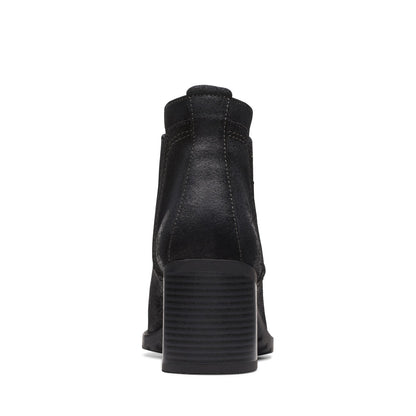 Clarks Leda Up 26174962 Womens Black Suede Zipper Ankle & Booties Boots