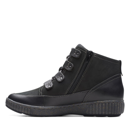 Clarks Magnolia Moon 26174976 Womens Black Wide Nubuck Casual Dress Boots