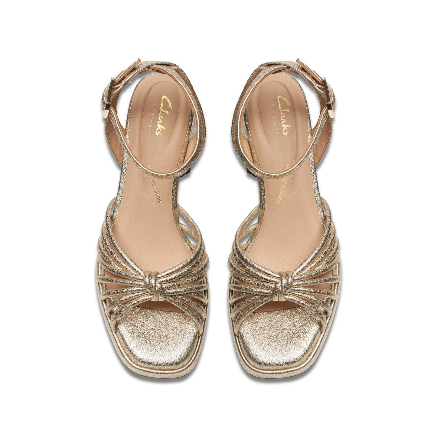 Clarks Ritzy 75 Faye 26176328 Womens Gold Leather Heeled Sandals Shoes