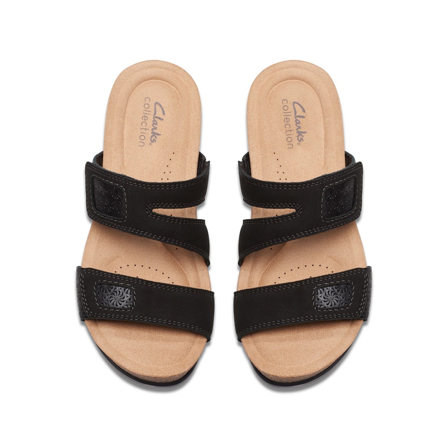 Clarks Calenne Maye 26177042 Womens Black Leather Strap Wedges Sandals Shoes