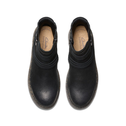 Clarks Noralyn Strap 26180099 Womens Black Wide Suede Casual Dress Boots