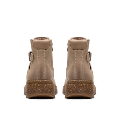 Clarks Noralyn Strap 26180100 Womens Beige Wide Suede Casual Dress Boots