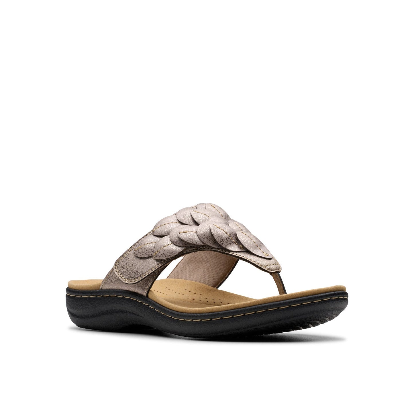 Clarks Laurieann Palm 26181707 Womens Brown Wide Flip-Flops Sandals Shoes