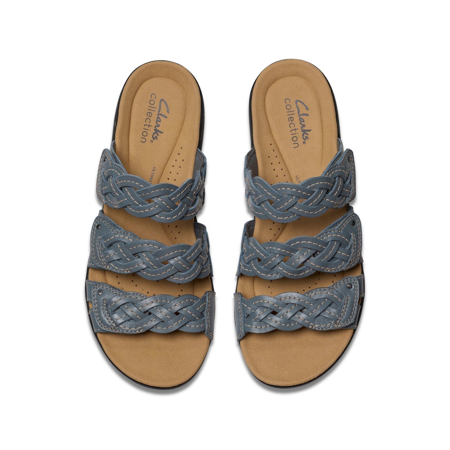Clarks Laurieann Rio 26181908 Womens Blue Leather Flip-Flops Sandals Shoes