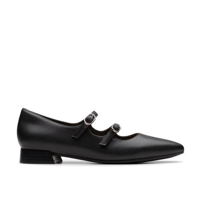 Clarks Natalyn Lane 26181929 Womens Black Leather Mary Jane Flats Shoes