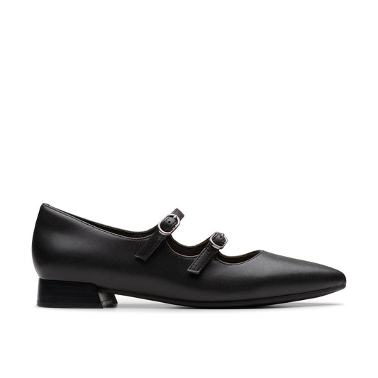 Clarks Natalyn Lane 26181929 Womens Black Leather Mary Jane Flats Shoes