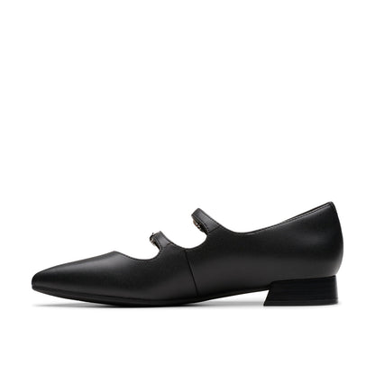 Clarks Natalyn Lane 26181929 Womens Black Leather Mary Jane Flats Shoes