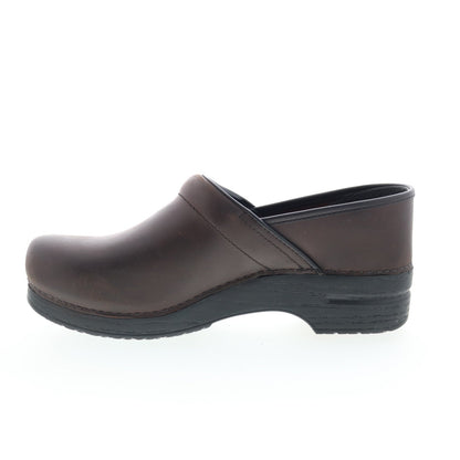 Dansko Professional Antique Womens Brown Wide Clog Flats Shoes
