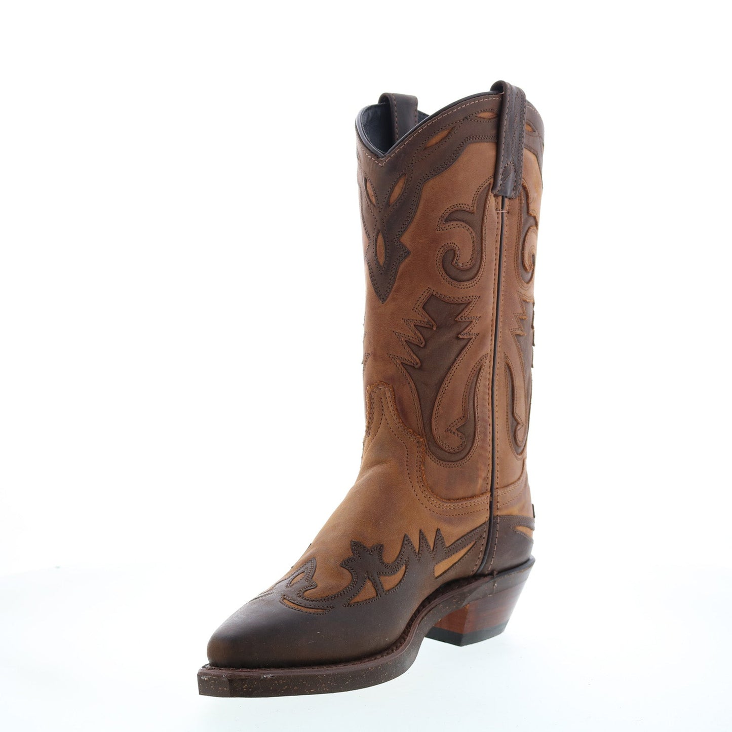 Sage 4561 Womens Brown Leather Slip On Cowboy Western Boots