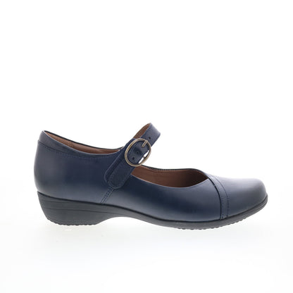 Dansko Fawna 5501-550200 Womens Blue Leather Mary Jane Flats Shoes