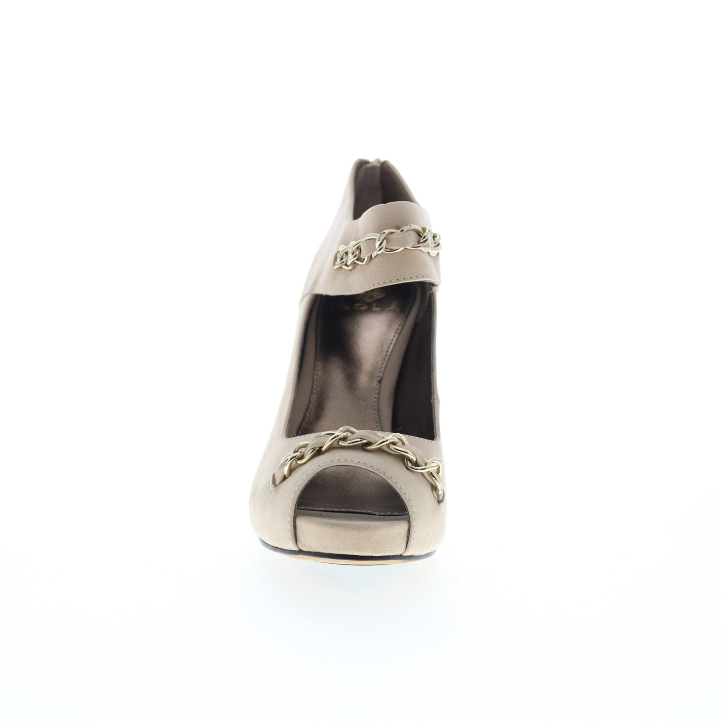 Isola Ciera 6208702 Womens Beige Leather Zipper Heels Pumps Shoes