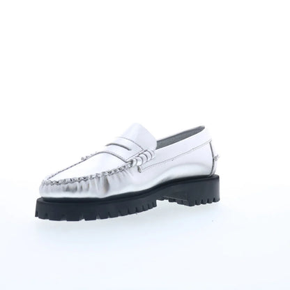 Sebago Dan Met Lug 761127W-988 Womens Silver Loafers & Slip Ons Penny Shoes