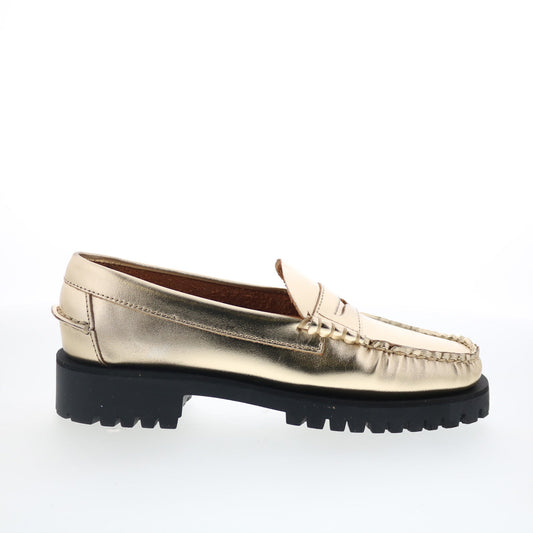 Sebago Dan Met Lug 761127W-989 Womens Gold Loafers & Slip Ons Penny Shoes