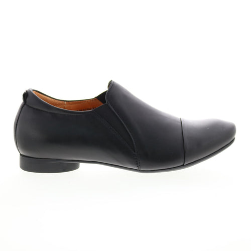 Think! Guad Slip On 80281-00 Womens Black Leather Slip On Loafer Flats Shoes