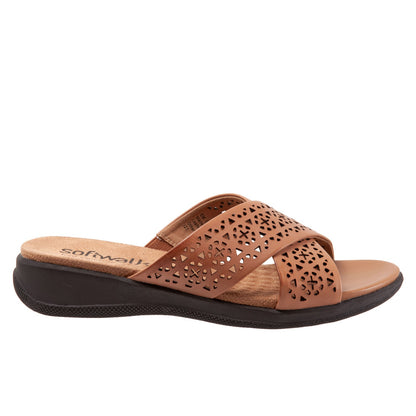 Softwalk Tillman S1502-267 Womens Brown Leather Slides Sandals Shoes