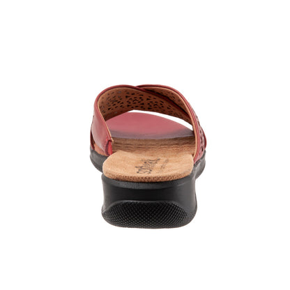 Softwalk Tillman S1502-617 Womens Red Leather Slip On Slides Sandals Shoes