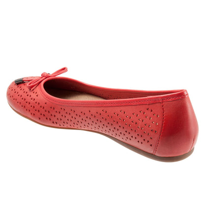 Softwalk Napa Laser S1806-600 Womens Red Leather Slip On Ballet Flats Shoes