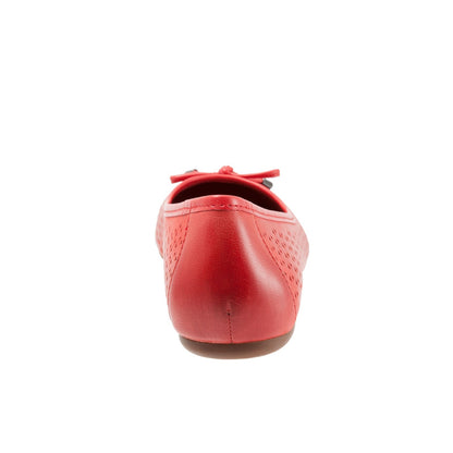 Softwalk Napa Laser S1806-600 Womens Red Leather Slip On Ballet Flats Shoes