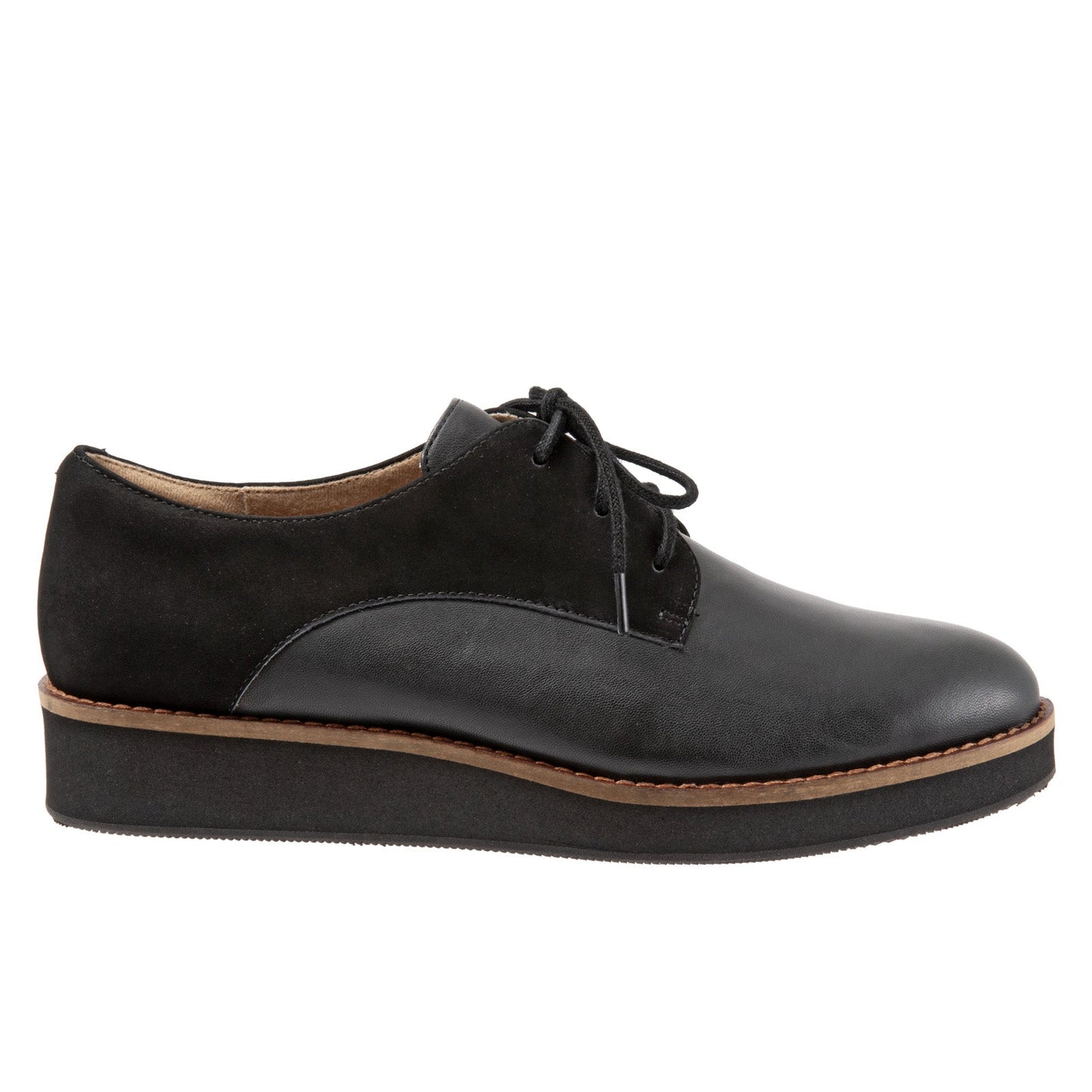 Softwalk Willis S1811-006 Womens Black Narrow Leather Oxford Flats Shoes