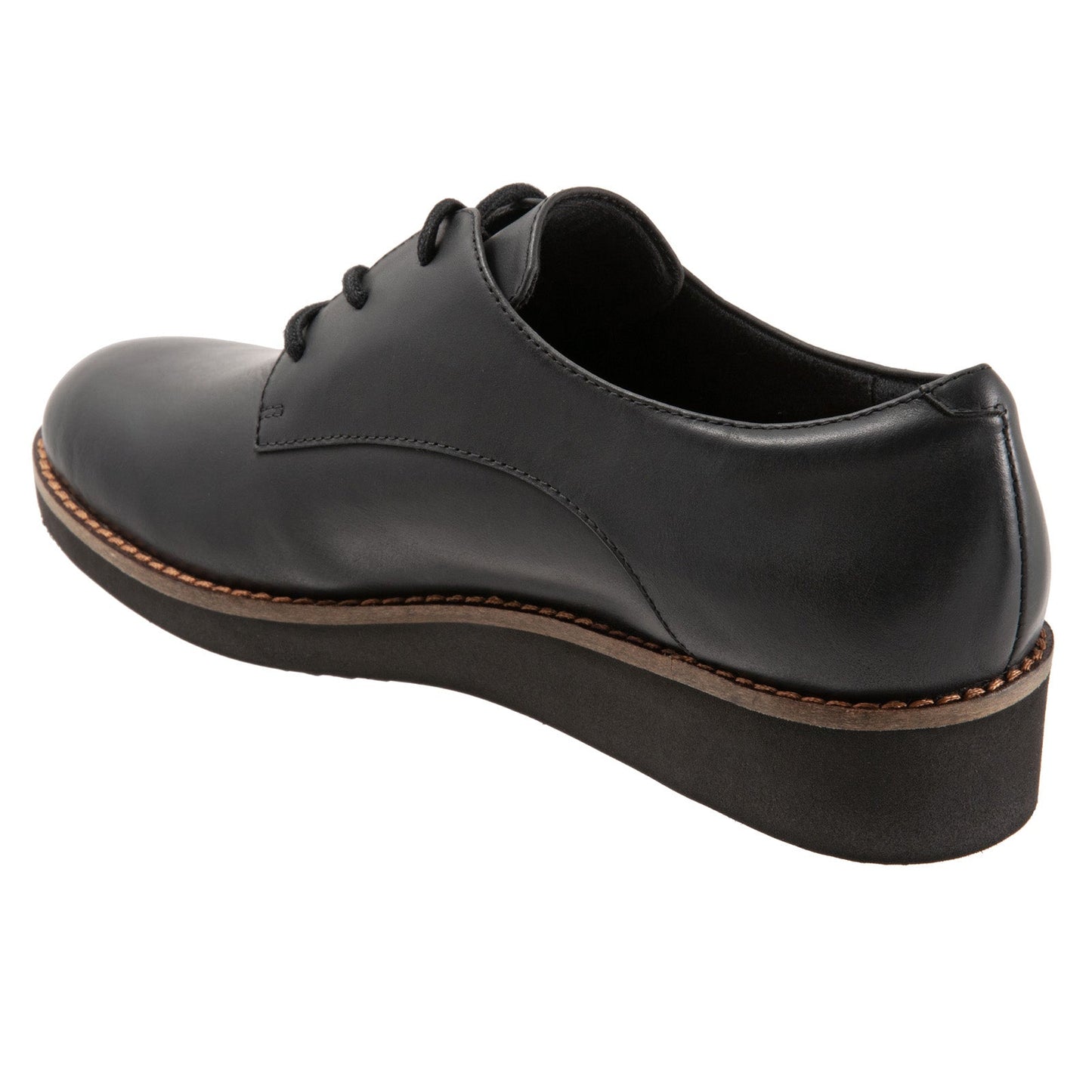 Softwalk Willis S1811-008 Womens Black Narrow Leather Oxford Flats Shoes