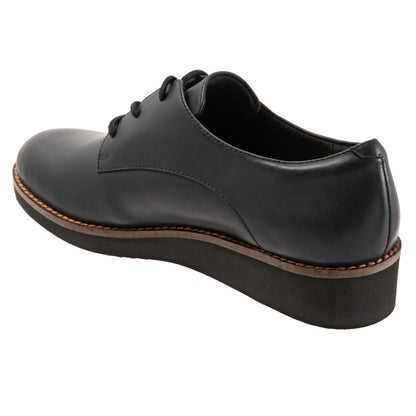 Softwalk Willis S1811-008 Womens Black Narrow Leather Oxford Flats Shoes