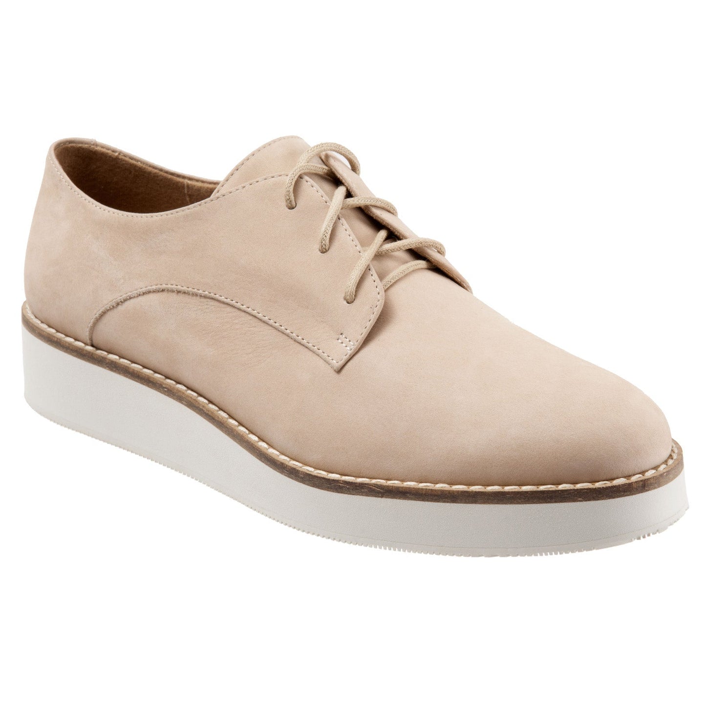 Softwalk Willis S1811-234 Womens Beige Leather Lace Up Oxford Flats Shoes