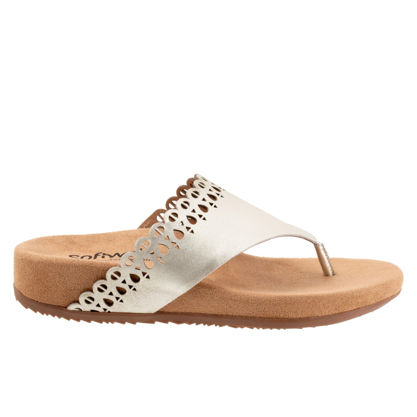 Softwalk Bethany S2203-731 Womens Silver Leather Thong Sandals Shoes