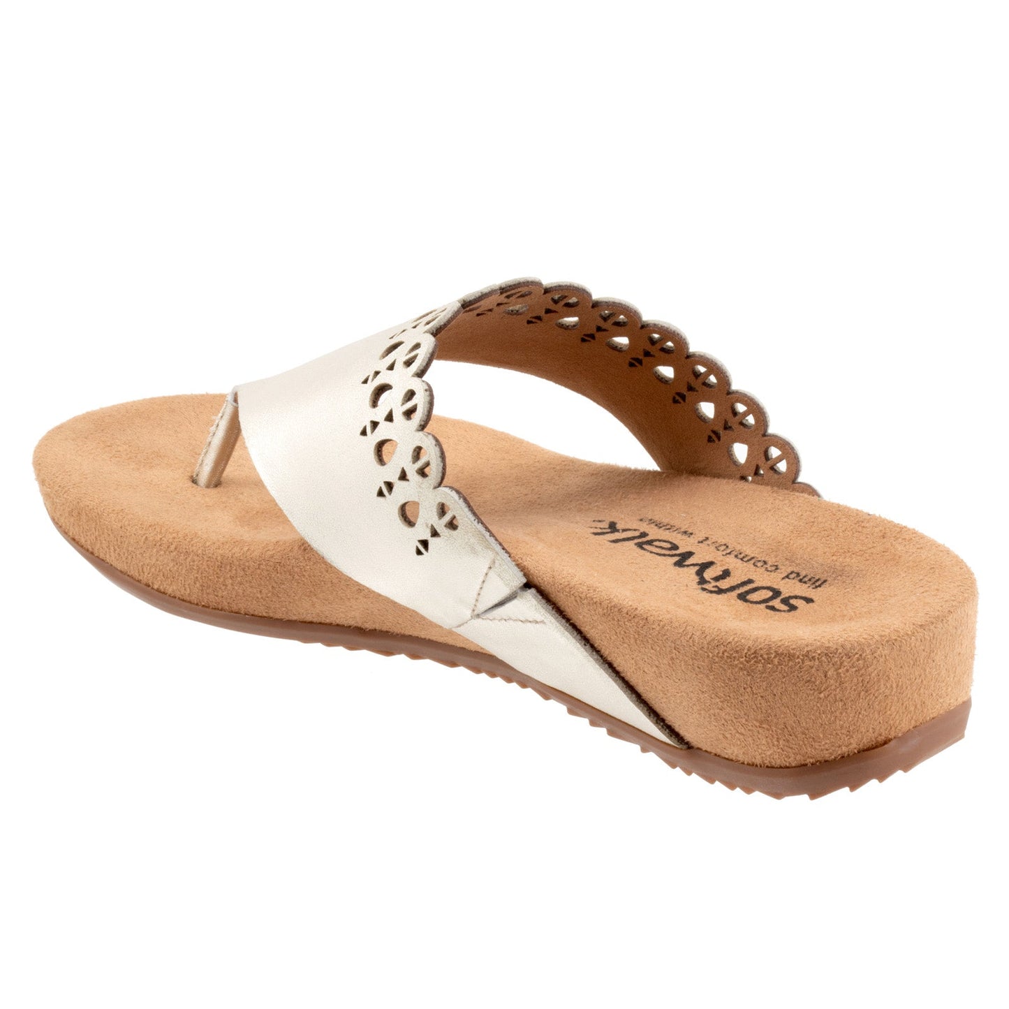 Softwalk Bethany S2203-731 Womens Silver Leather Thong Sandals Shoes