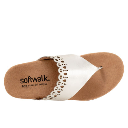 Softwalk Bethany S2203-731 Womens Silver Leather Thong Sandals Shoes