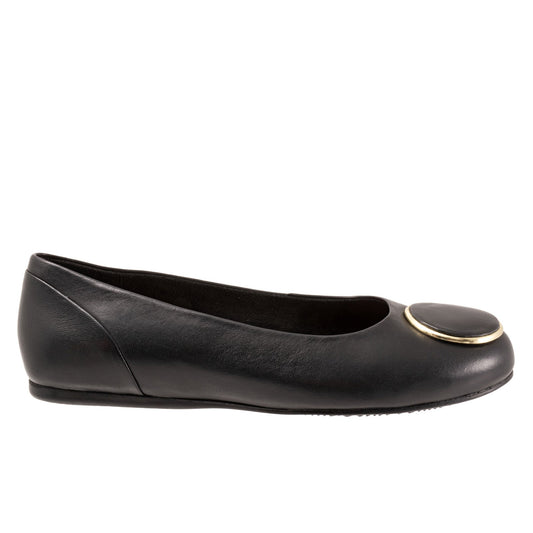 Softwalk Sonoma Halo S2257-001 Womens Black Leather Ballet Flats Shoes