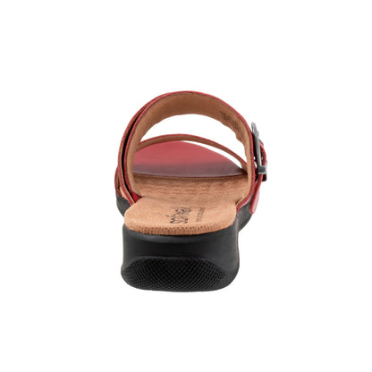Softwalk Toki S2322-601 Womens Red Extra Wide Leather Slides Sandals Shoes